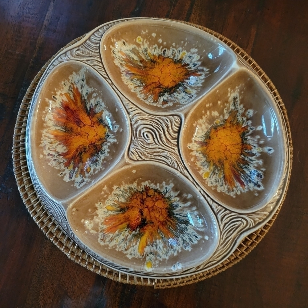 Mid century dish with divided sections.